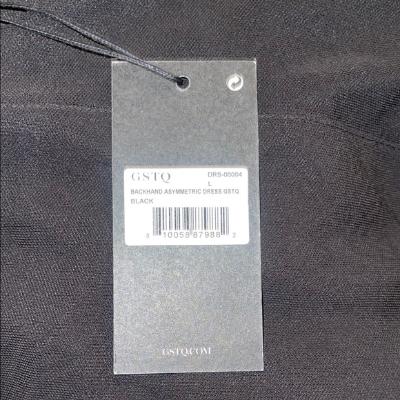 Black One Shoulder Sheath Dress with Slit - Picture 2 of 5